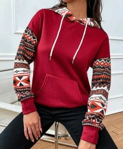 Best reviews of ⭐ Romantichut Wine Geometric Hoodie - 👩 Women 🔥 -Romantichut Sales zu100053181 alt 3 tm1633105449