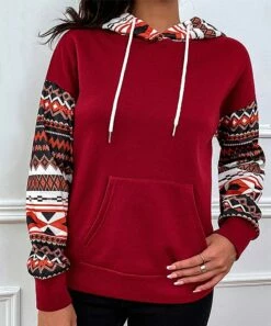 Best reviews of ⭐ Romantichut Wine Geometric Hoodie - 👩 Women 🔥