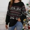 Best Pirce ⌛ Romantichut Black & Red Fair Isle Crewneck Sweater - 👩 Women 🛒 -Romantichut Sales zu100582930 main tm1636051625
