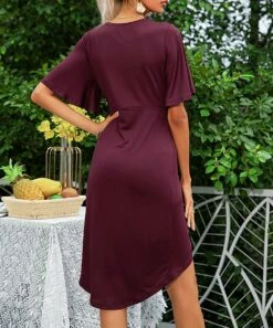 Best deal ๐ Romantichut Wine Bell-Sleeve Tulip-Skirt Surplice Hi-Low ๐ Dress - ๐ฉ Women ๐ 7 Best deal ๐ Romantichut Wine Bell-Sleeve Tulip-Skirt Surplice Hi-Low ๐ Dress - ๐ฉ Women ๐ -Romantichut Sales zu102107824 alt 2 tm1641237577