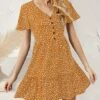 Brand new 🛒 Romantichut Mustard Polka Dot Ruffle-Hem 👗 Dress - 👩 Women 👏 -Romantichut Sales zu102109428 main tm1640270900