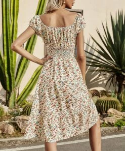 Outlet ⭐ Romantichut Apricot & Blue Floral Square-Neck Midi Peasant 👗 Dress - 👩 Women 👍 9 Outlet ⭐ Romantichut Apricot & Blue Floral Square-Neck Midi Peasant 👗 Dress - 👩 Women 👍 -Romantichut Sales zu102109430 alt 3 tm1640270900