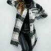 Coupon ⭐ Romantichut Black & White Plaid Longline Shacket - 👩 Women 🛒 -Romantichut Sales zu102460425 main tm1641944419
