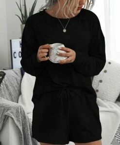 New ๐ Romantichut Black Long-Sleeve Crewneck Top & Pocket Shorts - ๐ฉ Women ๐ 9 New ๐ Romantichut Black Long-Sleeve Crewneck Top & Pocket Shorts - ๐ฉ Women ๐ -Romantichut Sales zu102540231 alt 3 tm1648338070