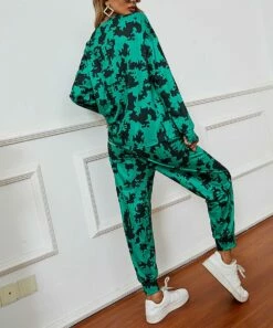 Wholesale 😍 Romantichut Green Abstract Long-Sleeve Crewneck Top & Pocket Joggers - 👩 Women 🎁 9 Wholesale 😍 Romantichut Green Abstract Long-Sleeve Crewneck Top & Pocket Joggers - 👩 Women 🎁 -Romantichut Sales zu102541415 alt 3 tm1641929923