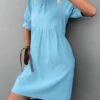 Budget 🔥 Romantichut Light Blue Empire-Waist Puff-Sleeve 👗 Dress - 👩 Women 🧨 -Romantichut Sales zu103552785 main tm1645822465