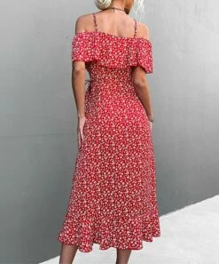 New 🔔 Romantichut Red & White Floral Ruffle-Accent Off-Shoulder Hi-Low 👗 Dress - 👩 Women 🤩 7 New 🔔 Romantichut Red & White Floral Ruffle-Accent Off-Shoulder Hi-Low 👗 Dress - 👩 Women 🤩 -Romantichut Sales zu103554247 alt 2 tm1645822465