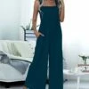 Best Pirce 😉 Romantichut Deep Blue Shirred Wide-Leg Jumpsuit - 👩 Women 🥰 1 Best Pirce 😉 Romantichut Deep Blue Shirred Wide-Leg Jumpsuit - 👩 Women 🥰 -Romantichut Sales zu103555209 main tm1645822657