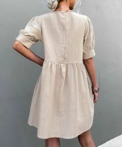 Deals ⭐ Romantichut Apricot Button-Back Empire-Waist 👗 Dress - 👩 Women 🧨 -Romantichut Sales zu103563421 alt 2 tm1646087480