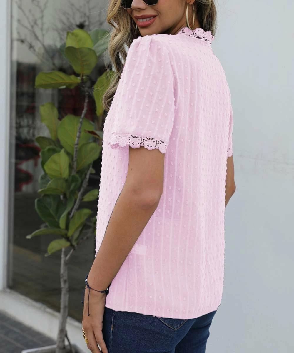 Brand new ๐ Romantichut Pink Floral Crochet V-Neck Blouse - ๐ฉ Women ๐ 4 Brand new ๐ Romantichut Pink Floral Crochet V-Neck Blouse - ๐ฉ Women ๐ - Image 2