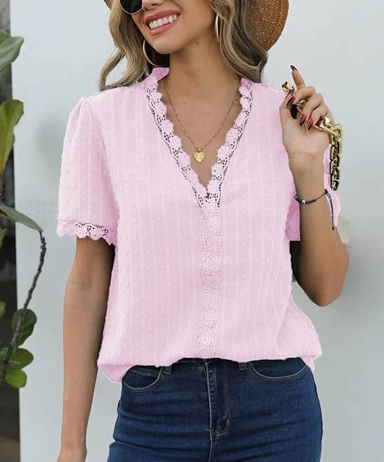 Brand new ๐ Romantichut Pink Floral Crochet V-Neck Blouse - ๐ฉ Women ๐ 3 Brand new ๐ Romantichut Pink Floral Crochet V-Neck Blouse - ๐ฉ Women ๐