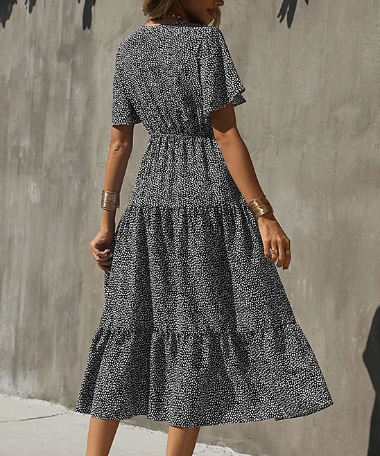 Best Sale ๐ฅฐ Romantichut Black Speckled Tiered Button-Front Midi ๐ Dress - ๐ฉ Women ๐งจ 4 Best Sale ๐ฅฐ Romantichut Black Speckled Tiered Button-Front Midi ๐ Dress - ๐ฉ Women ๐งจ - Image 2
