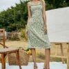 New 🔔 Romantichut Green Floral Ruffle-Trim Sleeveless 👗 Dress - 👩 Women 🛒 1 New 🔔 Romantichut Green Floral Ruffle-Trim Sleeveless 👗 Dress - 👩 Women 🛒 -Romantichut Sales zu103634597 main tm1646437162