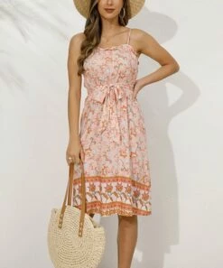 New โ Romantichut Pink & Blue Floral Tie-Waist Sleeveless ๐ Dress - ๐ฉ Women ๐