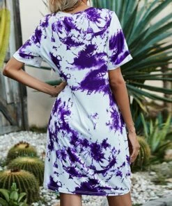 Wholesale 🔔 Romantichut Purple & White Tie-Dye V-Neck Twist-Front Shift 👗 Dress - 👩 Women ✨ 9 Wholesale 🔔 Romantichut Purple & White Tie-Dye V-Neck Twist-Front Shift 👗 Dress - 👩 Women ✨ -Romantichut Sales zu103951046 alt 3 tm1646853189