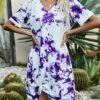 Wholesale 🔔 Romantichut Purple & White Tie-Dye V-Neck Twist-Front Shift 👗 Dress - 👩 Women ✨ 2 Wholesale 🔔 Romantichut Purple & White Tie-Dye V-Neck Twist-Front Shift 👗 Dress - 👩 Women ✨ -Romantichut Sales zu103951046 main tm1646853189