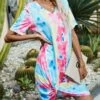 Top 10 👏 Romantichut Blue & Pink Pastel Tie-Dye Twist-Front V-Neck T-Shirt 👗 Dress - 👩 Women ⌛ -Romantichut Sales zu103956863 main tm1647023228