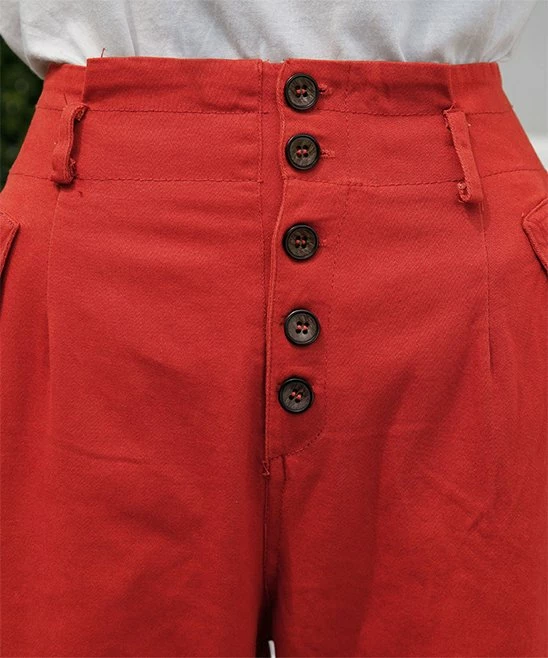 Buy ✔️ Romantichut Red Button-Accent High-Waist Pants - 👩 Women ❤️ 6 Buy ✔️ Romantichut Red Button-Accent High-Waist Pants - 👩 Women ❤️ - Image 4