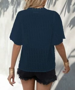 Cheap 😍 Romantichut Deep Blue Swiss Dot Lace-Overlay V-Neck Top - 👩 Women 🔔 9 Cheap 😍 Romantichut Deep Blue Swiss Dot Lace-Overlay V-Neck Top - 👩 Women 🔔 -Romantichut Sales zu104092992 alt 3 tm1647457593