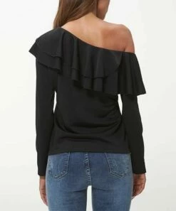 Brand new 😀 Romantichut Black Ruffle Off-Shoulder Long-Sleeve Top - 👩 Women ❤️ -Romantichut Sales zu104592304 alt 3 tm1649099641