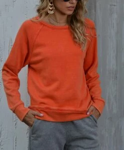 Top 10 👍 Romantichut Orange Wide-Neck Pullover Sweater - 👩 Women ✨