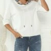 Flash Sale 🎉 Romantichut White Plaid-Accent Three-Quarter Sleeve Hoodie - 👩 Women 👏 -Romantichut Sales zu104592352 main tm1648764143