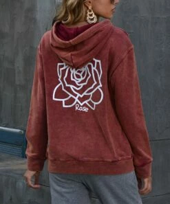 Top 10 ⌛ Romantichut Red Rose Pullover Pocket Hoodie - 👩 Women 🔔 -Romantichut Sales zu104596466 alt 2 tm1648842295