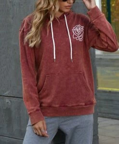 Top 10 ⌛ Romantichut Red Rose Pullover Pocket Hoodie - 👩 Women 🔔