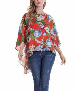 Best reviews of ⌛ Romantichut Red Floral Hi-Low Top - 👩 Women ⌛