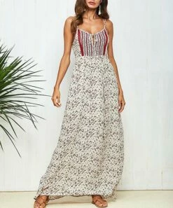 Promo 🤩 Romantichut White & Red Floral Backless Sleeveless Maxi 👗 Dress - 👩 Women 👍 -Romantichut Sales zu104610769 alt 3 tm1649889642