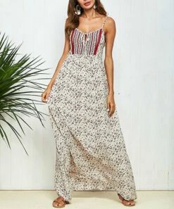 Promo 🤩 Romantichut White & Red Floral Backless Sleeveless Maxi 👗 Dress - 👩 Women 👍 -Romantichut Sales zu104610769 alt 4 tm1649889642