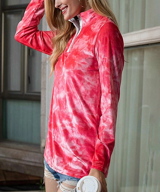 Brand new 🎉 Romantichut Red Tie-Dye Snap-Button Pullover - 👩 Women 💯 6 Brand new 🎉 Romantichut Red Tie-Dye Snap-Button Pullover - 👩 Women 💯 - Image 4
