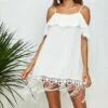 Best Sale 🤩 Romantichut White Lace Fringe-Hem Off-Shoulder 👗 Dress - 👩 Women ✨ -Romantichut Sales zu104949323 main tm1650391488