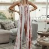 Promo 🧨 Romantichut Red Tie-Dye Pocket Sleeveless Wide-Leg Jumpsuit - 👩 Women 🎁 -Romantichut Sales zu105065160 main tm1650285292