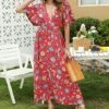 Buy 🛒 Romantichut Red Floral V-Neck Maxi 👗 Dress - 👩 Women ✔️ 2 Buy 🛒 Romantichut Red Floral V-Neck Maxi 👗 Dress - 👩 Women ✔️ -Romantichut Sales zu105065876 main tm1650458445