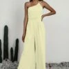 Cheap ❤️ Romantichut Light Yellow Off-Shoulder Wide-Leg Jumpsuit - 👩 Women 😉 -Romantichut Sales zu105205746 main tm1650485999
