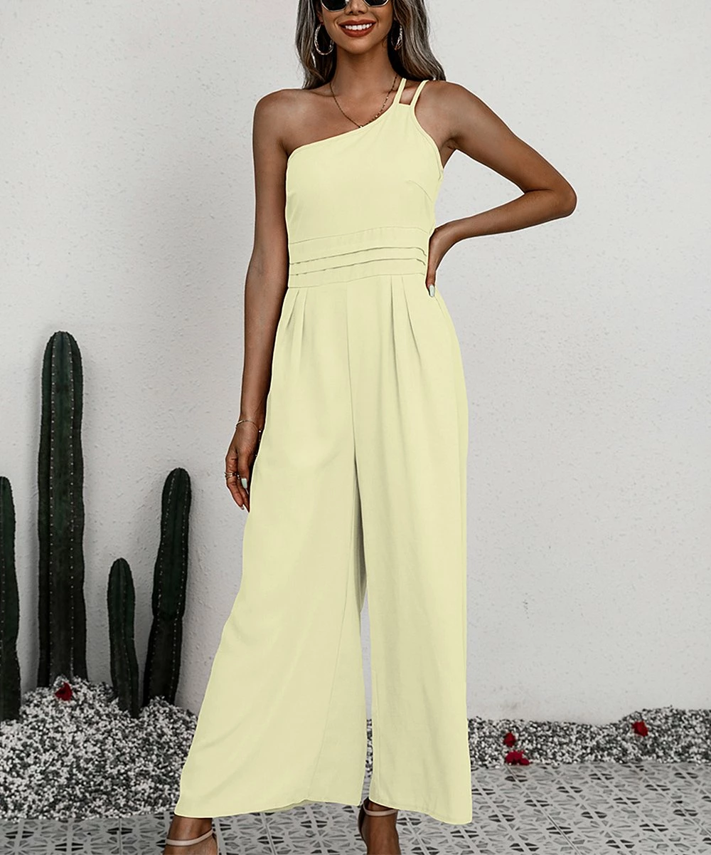Cheap ❤️ Romantichut Light Yellow Off-Shoulder Wide-Leg Jumpsuit - 👩 Women 😉 3 Cheap ❤️ Romantichut Light Yellow Off-Shoulder Wide-Leg Jumpsuit - 👩 Women 😉
