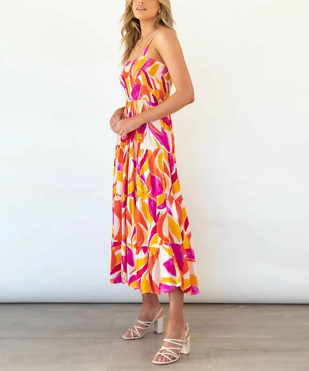 Cheapest ๐ Romantichut Orange & Pink Geometric Sleeveless Maxi ๐ Dress - ๐ฉ Women โค๏ธ 5 Cheapest ๐ Romantichut Orange & Pink Geometric Sleeveless Maxi ๐ Dress - ๐ฉ Women โค๏ธ - Image 3