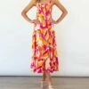 Cheapest 🛒 Romantichut Orange & Pink Geometric Sleeveless Maxi 👗 Dress - 👩 Women ❤️ -Romantichut Sales zu105280565 main tm1651061717