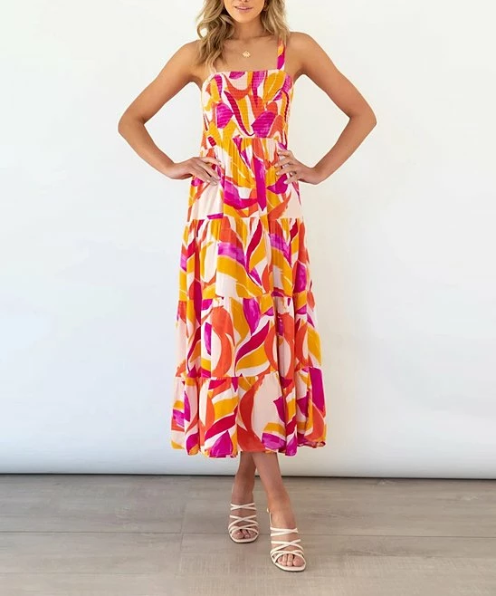 Cheapest ๐ Romantichut Orange & Pink Geometric Sleeveless Maxi ๐ Dress - ๐ฉ Women โค๏ธ 3 Cheapest ๐ Romantichut Orange & Pink Geometric Sleeveless Maxi ๐ Dress - ๐ฉ Women โค๏ธ