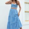 Best Pirce 😀 Romantichut Blue & White Gingham Ruffle-Hem Peasant 👗 Skirt - 👩 Women 👏 -Romantichut Sales zu105427577 main tm1651156043