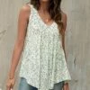 Wholesale ✔️ Romantichut White Floral Sleeveless V-Neck Peplum Top - 👩 Women 💯 -Romantichut Sales zu105436815 main tm1651759869