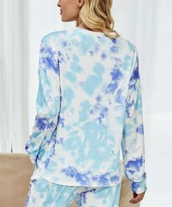 Budget ✔️ Romantichut Cyan & Purple Tie-Dye Long-Sleeve Top - 👩 Women 👍 -Romantichut Sales zu105566938 alt 1 tm1653408823