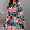 Deals 👍 Romantichut Pink & Blue Geometric Long-Sleeve Tie-Waist 👗 Dress - 👩 Women ❤️ -Romantichut Sales zu105629400 main tm1652652920