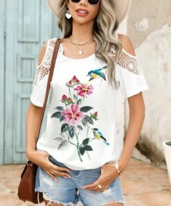 Top 10 🌟 Romantichut White & Pink Flower & Bird Lace Cutout-Shoulder Top - 👩 Women ✨ 11 Top 10 🌟 Romantichut White & Pink Flower & Bird Lace Cutout-Shoulder Top - 👩 Women ✨ -Romantichut Sales zu105677246 alt 4 tm1652302238