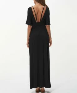 Flash Sale 👍 Romantichut Black Strappy V-Neck Maxi 👗 Dress - 👩 Women 🛒 -Romantichut Sales zu105677783 alt 3 tm1654553308