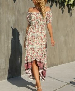 Outlet ❤️ Romantichut White & Pink Floral Hi-Low 👗 Dress - 👩 Women 👍 -Romantichut Sales zu105702547 alt 3 tm1652388683