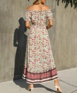 Outlet ❤️ Romantichut White & Pink Floral Hi-Low 👗 Dress - 👩 Women 👍 -Romantichut Sales zu105702547 alt 4 tm1652388683