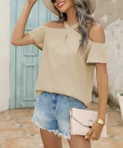 Deals 🥰 Romantichut Apricot Cutout Top - 👩 Women 🤩 -Romantichut Sales zu105707420 alt 2 tm1652368469