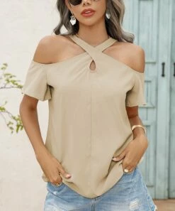 Deals 🥰 Romantichut Apricot Cutout Top - 👩 Women 🤩 -Romantichut Sales zu105707420 alt 4 tm1652368469